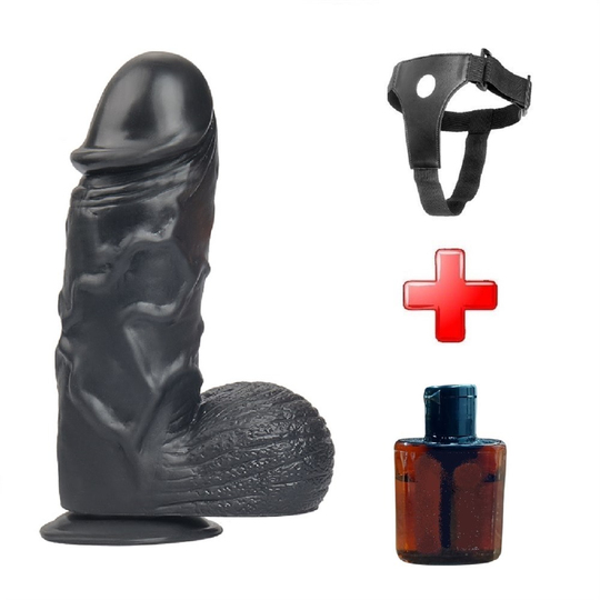 Zenci Melez StraponlarLilituShop24,5 cm Belden Bağlamalı Vantuzlu Realistik Zenci Penis Anal Vajinal Dildo