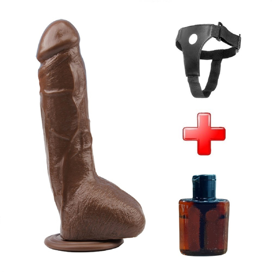 Zenci Melez StraponlarLilituShop25 cm Belden Bağlamalı Realistik Titreşimli Melez Vibratör Dildo Penis