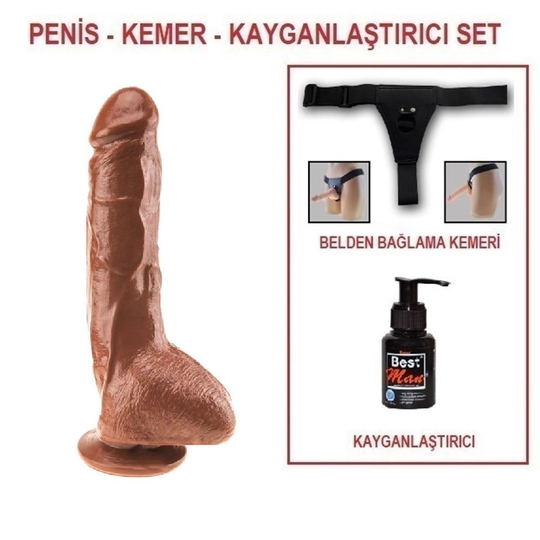 Belden Bağlamalı PenislerLilituShop25 cm Belden Bağlamalı Realistik Vantuzlu Melez Dildo Penis