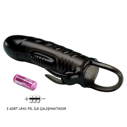  Penis Kılıfları HalkalarıLilituShop2,5 cm Dolgu Uzatmalı Titreşimli Zenci Penis Kılıfı Prezervatif Vibratör