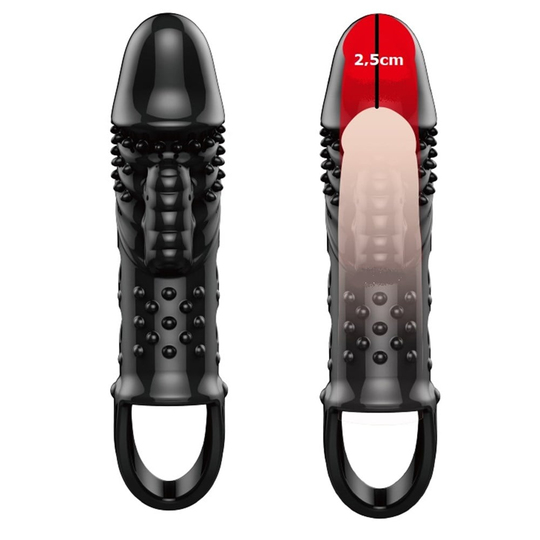  Penis Kılıfları HalkalarıLilituShop2,5 cm Dolgu Uzatmalı Titreşimli Zenci Penis Kılıfı Prezervatif Vibratör