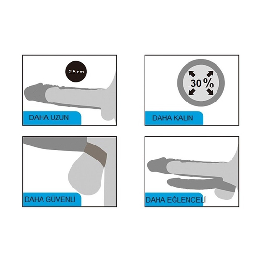 Penis KılıflarıLilituShop2,5 cm Uzatmalı Çiftli İçi Boş Titreşimli 18 cm Çatal Dildo Penis Kılıfı