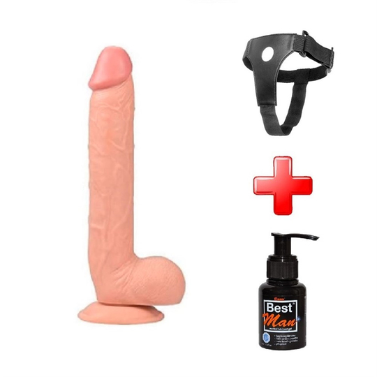Titeşimsiz Straponlar PenislerLilituShop26 cm Belden Bağlamalı Vantuzlu Realistik Penis Anal Vajinal Dildo