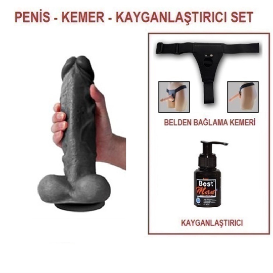 Zenci Melez StraponlarLilituShop27 cm Belden Bağlamalı Realistik Dildo Zenci Penis Set