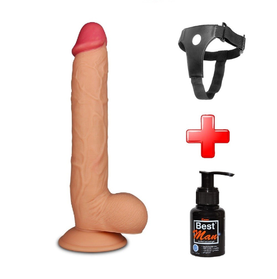 Titeşimsiz Straponlar PenislerLilituShop27,5 cm Belden Bağlamalı Yeni Nesil Realistik Penis + Kemer + Kayganlaştırıcı Hediyeli