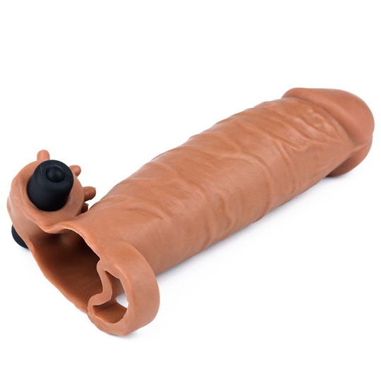 Penis KılıflarıLilituShop3 cm Uzatmalı Realistik Titreşimli Penis Kılıfı Melez XTender