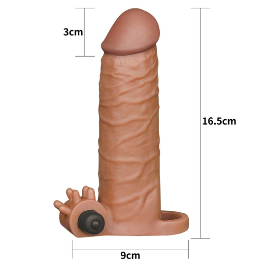 Penis KılıflarıLilituShop3 cm Uzatmalı Realistik Titreşimli Penis Kılıfı Melez XTender