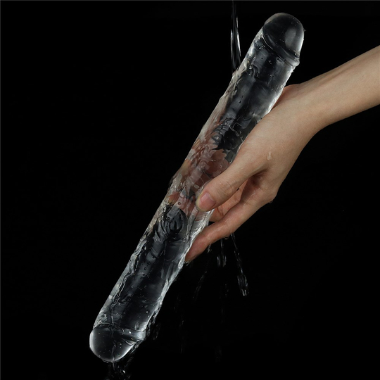 Büyük Boy PenislerLilituShop30 cm Şeffaf Çift Taraflı Realistik Dildo Anal Vajinal Penis