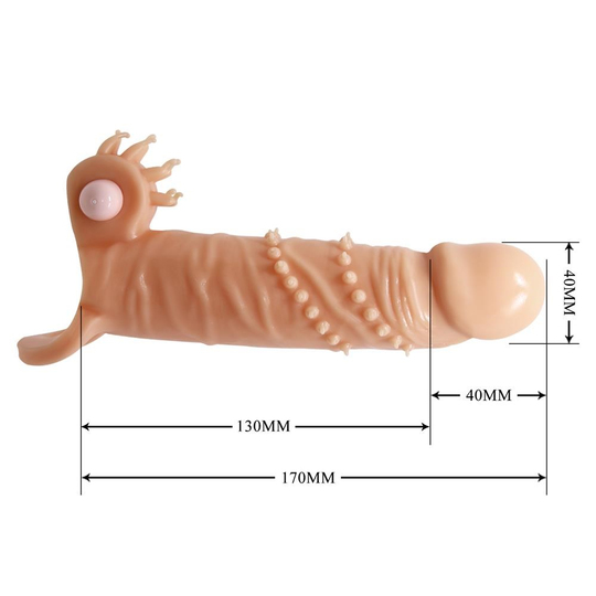 Penis Kılıfları HalkalarıLilituShop4 cm Dolgu Uzatmalı Titreşimli Penis Kılıfı Prezervatif Vibratör - Connor