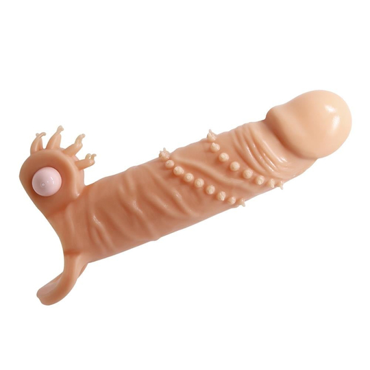 Penis Kılıfları HalkalarıLilituShop4 cm Dolgu Uzatmalı Titreşimli Penis Kılıfı Prezervatif Vibratör - Connor