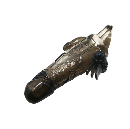 Penis KılıflarıLilituShop4 cm Uzatmalı Anal Vajinal ve Klitoral Uyarıcılı Titreşimli Penis Kılıfı