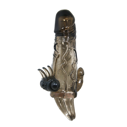 Penis KılıflarıLilituShop4 cm Uzatmalı Anal Vajinal ve Klitoral Uyarıcılı Titreşimli Penis Kılıfı