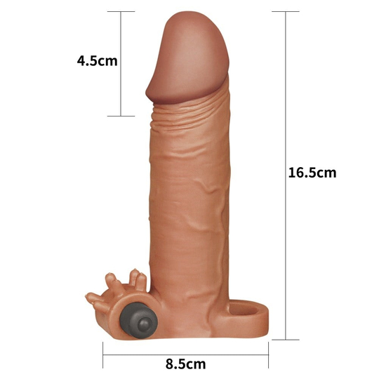  Penis Kılıfları HalkalarıLilituShop4,5 cm Uzatmalı Realistik Titreşimli Penis Kılıfı Melez XTender