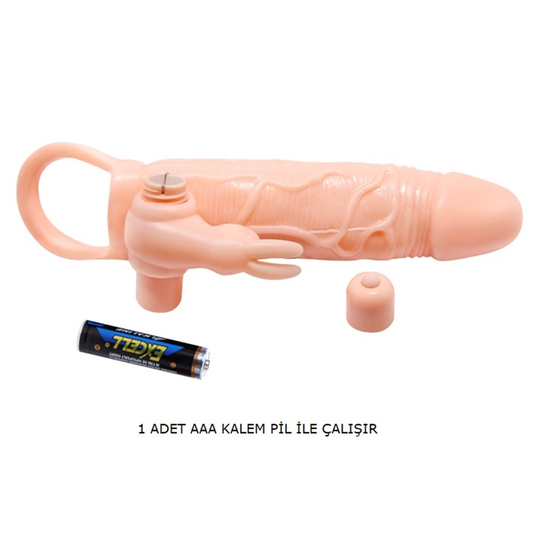  Penis Kılıfları HalkalarıLilituShop5 cm Dolgu Uzatmalı Çift Titreşimli Penis Kılıfı Prezervatif Vibratör
