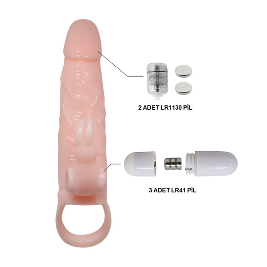  Penis Kılıfları HalkalarıLilituShop5 cm Dolgu Uzatmalı Titreşimli Penis Kılıfı Prezervatif Vibratör