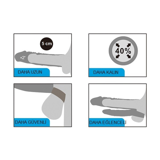 Penis KılıflarıLilituShop5 cm Uzatmalı Çiftli İçi Boş Titreşimli 19 cm Çatal Dildo Melez Penis Kılıfı