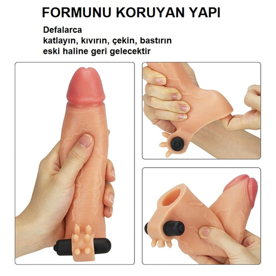 Penis KılıflarıLilituShop5 cm Uzatmalı Realistik Titreşimli Penis Kılıfı XTender