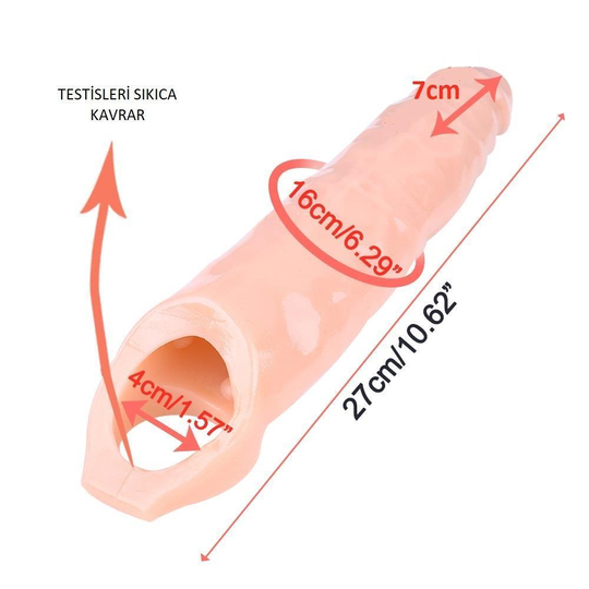 Penis Kılıfları HalkalarıLilituShop7 cm Dolgulu Realistik Ten Rengi Penis Kılıfı