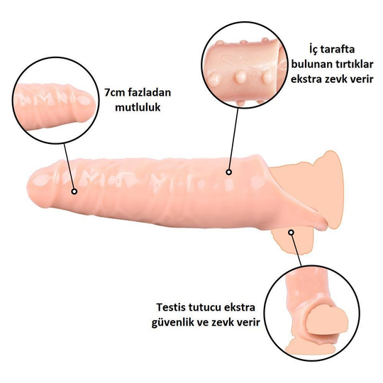 Penis Kılıfları HalkalarıLilituShop7 cm Dolgulu Realistik Zenci Penis Kılıfı