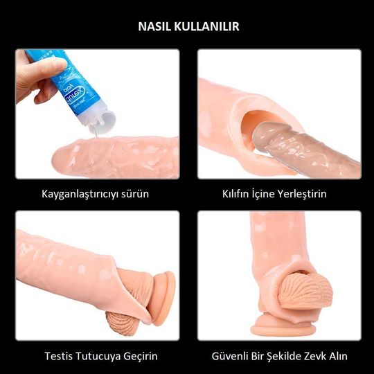 Penis Kılıfları HalkalarıLilituShop7 cm Dolgulu Realistik Zenci Penis Kılıfı