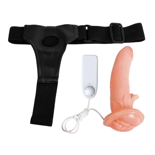 Titreşimli Straponlar PenislerLilituShop8 cm Dolgulu İçi Boş Titreşimli Belden Bağlamalı Vajina Girişli Protez Kumandalı Vibratör