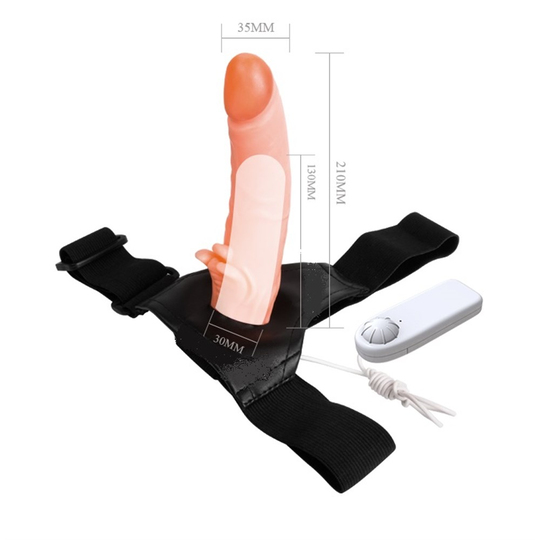 Titreşimli Straponlar PenislerLilituShop8 cm Dolgulu İçi Boş Titreşimli Belden Bağlamalı Vajina Girişli Protez Kumandalı Vibratör
