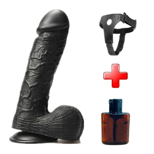 Zenci Melez StraponlarLilituShopBelden Bağlamalı 24 cm Dev Boy Realistik Vantuzlu Zenci Dildo Penis