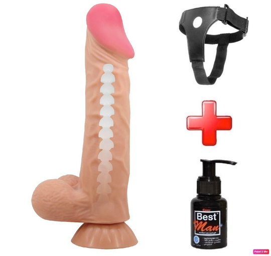 Belden Bağlamalı PenislerLİLİTU SHOPBelden Bağlamalı 24 cm Kıkırdak Yapılı Çift Katmanlı Gerçekçi Dildo Penis