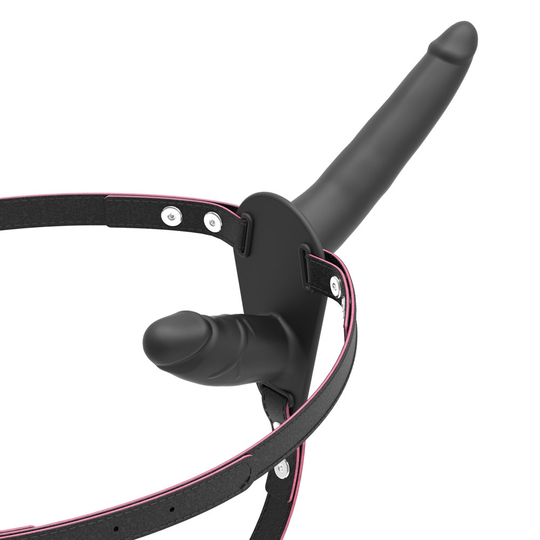 Zenci Melez StraponlarLilituShopBelden Bağlamalı Çift Taraflı İçi Dolu Strapon Zenci Penis