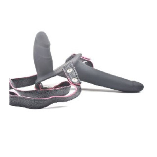 Zenci Melez StraponlarLilituShopBelden Bağlamalı Çift Taraflı İçi Dolu Strapon Zenci Penis