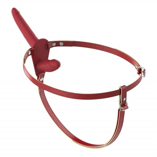 Zenci Melez StraponlarLilituShopBelden Bağlamalı Çift Taraflı İçi Dolu Strapon Penis Kırmızı