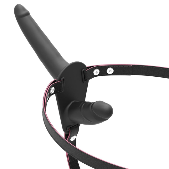 Zenci Melez StraponlarLilituShopBelden Bağlamalı Çift Taraflı İçi Dolu Strapon Zenci Penis