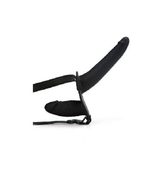 Zenci Melez StraponlarLilituShopBelden Bağlamalı Çift Taraflı İçi Dolu Strapon Zenci Penis