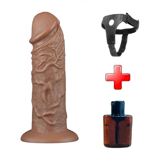 Titeşimsiz Straponlar PenislerLilituShopBelden Bağlamalı Yeni Nesil Çift Katmanlı 26,6 cm Realistik Kalın Dildo Melez Penis