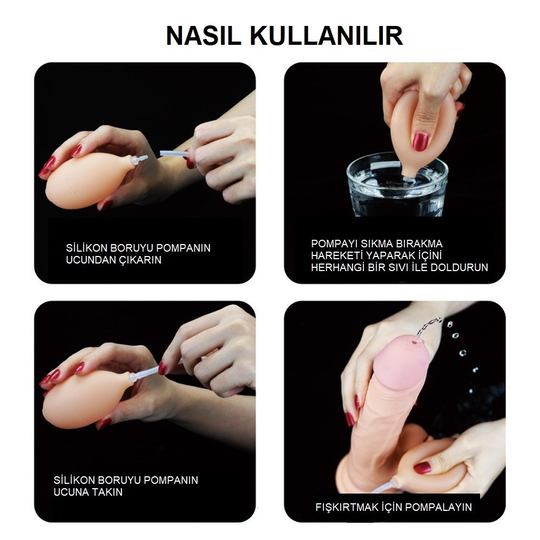 Titeşimsiz Straponlar PenislerLilituShopBelden Bağlamalı Yumuşak Dokulu Su Fışkırtmalı Realistik Penis 19 cm