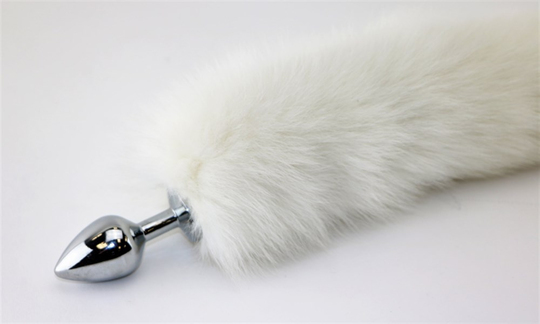 Anal TıkaçLilituShopBeyaz Tilki Kuyruklu Tüylü Paslanmaz Çelik Anal Tıkaç (Plug)