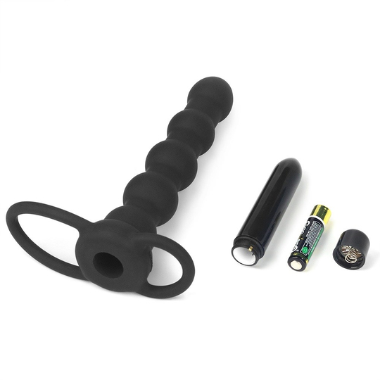 Anal PlugLilituShopÇift Kavrama Halkalı Titreşimli 14 cm Anal Plug Vibratör Mastürbatör