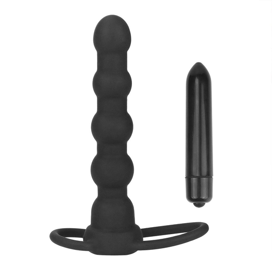 Anal PlugLilituShopÇift Kavrama Halkalı Titreşimli 14 cm Anal Plug Vibratör Mastürbatör