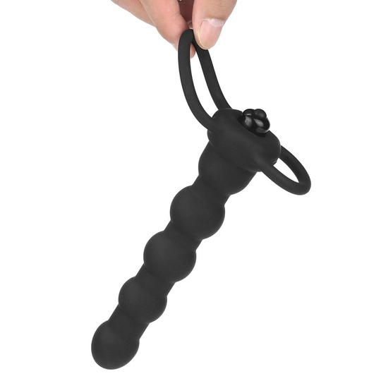 Anal PlugLilituShopÇift Kavrama Halkalı Titreşimli 14 cm Anal Plug Vibratör Mastürbatör