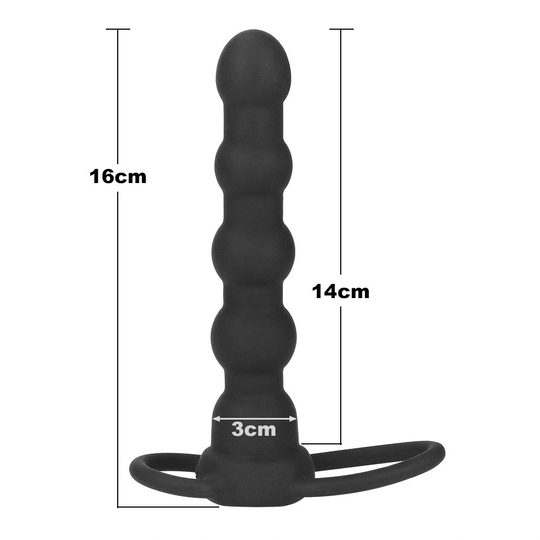Anal PlugLilituShopÇift Kavrama Halkalı Titreşimli 14 cm Anal Plug Vibratör Mastürbatör