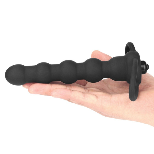 Anal PlugLilituShopÇift Kavrama Halkalı Titreşimli 14 cm Anal Plug Vibratör Mastürbatör