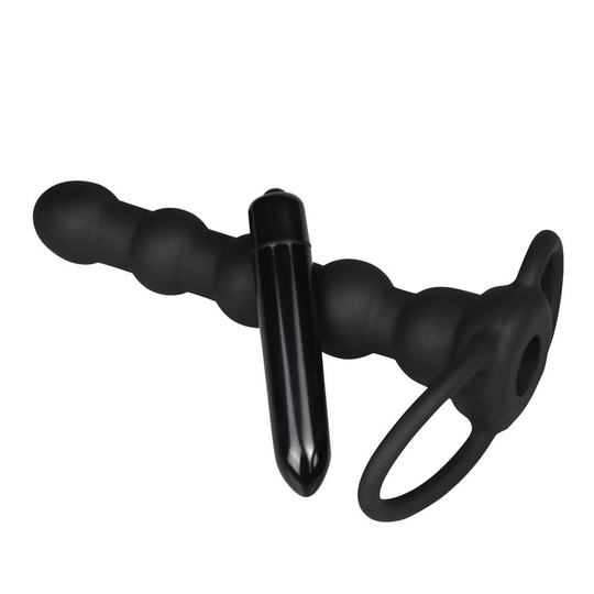 Anal PlugLilituShopÇift Kavrama Halkalı Titreşimli 14 cm Anal Plug Vibratör Mastürbatör