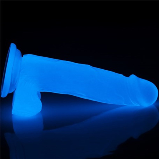 Realistik PenislerLilituShopGece Parlayan Fosforlu 19 cm Realistik Vantuzlu Şeffaf Dildo Penis