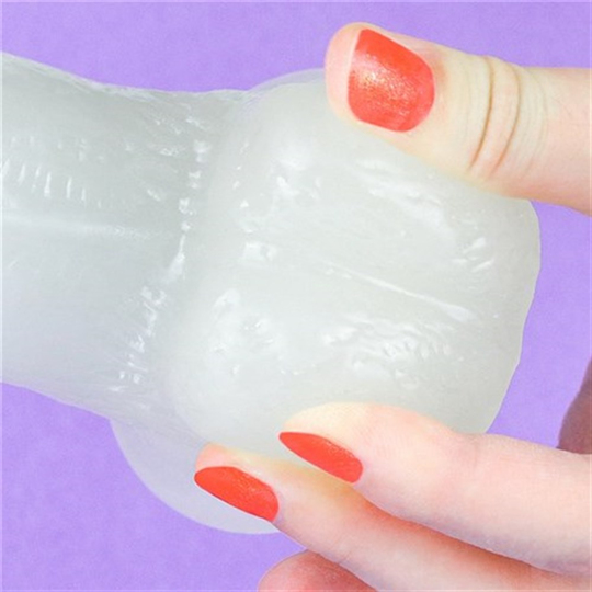 Realistik PenislerLilituShopGece Parlayan Fosforlu 19 cm Realistik Vantuzlu Şeffaf Dildo Penis