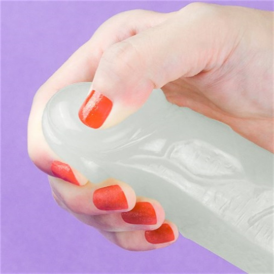 Realistik PenislerLilituShopGece Parlayan Fosforlu 19 cm Realistik Vantuzlu Şeffaf Dildo Penis