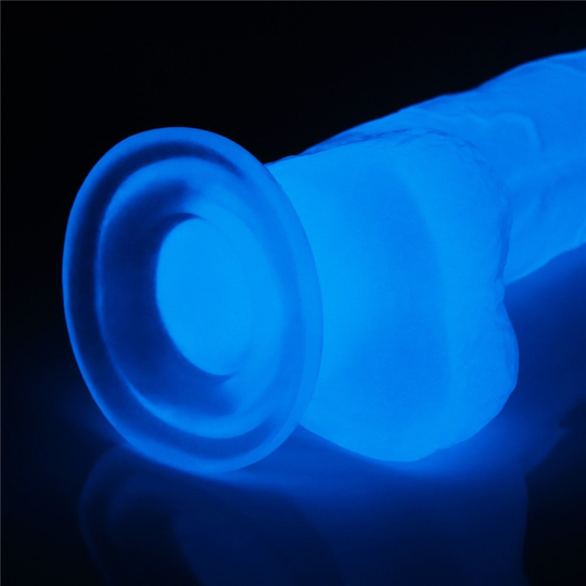 Realistik PenislerLilituShopGece Parlayan Fosforlu 19 cm Realistik Vantuzlu Şeffaf Dildo Penis