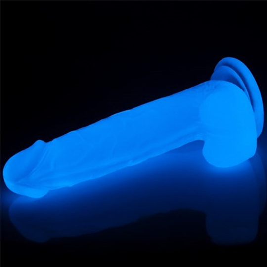 Realistik PenislerLilituShopGece Parlayan Fosforlu 19 cm Realistik Vantuzlu Şeffaf Dildo Penis