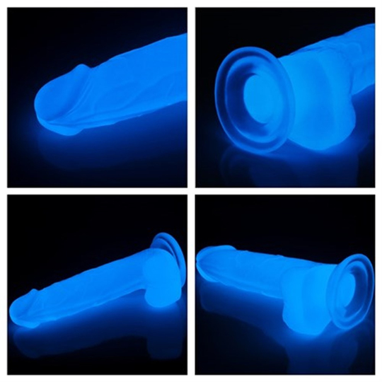 Realistik PenislerLilituShopGece Parlayan Fosforlu 19 cm Realistik Vantuzlu Şeffaf Dildo Penis