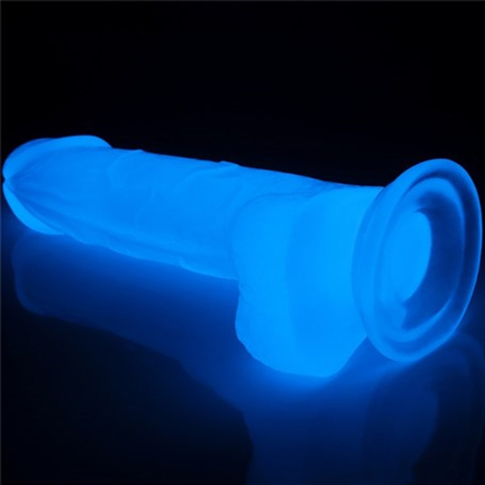 Realistik PenislerLilituShopGece Parlayan Fosforlu 19 cm Realistik Vantuzlu Şeffaf Dildo Penis