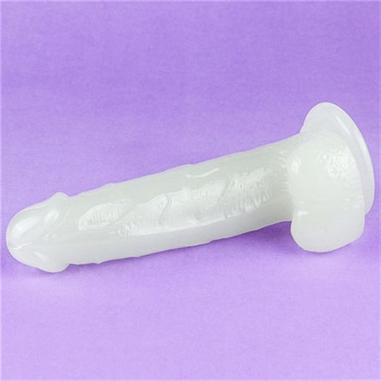 Realistik PenislerLilituShopGece Parlayan Fosforlu 19 cm Realistik Vantuzlu Şeffaf Dildo Penis